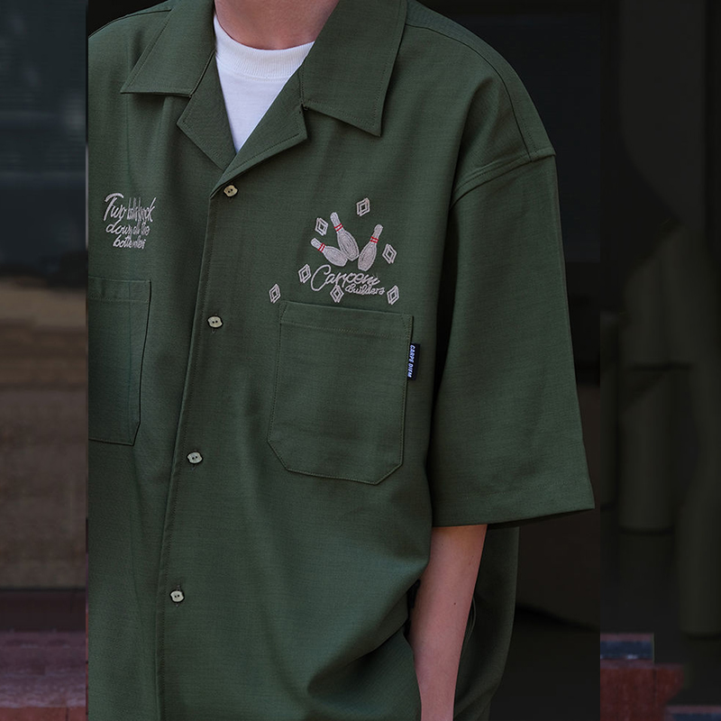 Bowling Embroidery Green Tooli - Short Sleeve Bowling Shirt Retro recension och pris