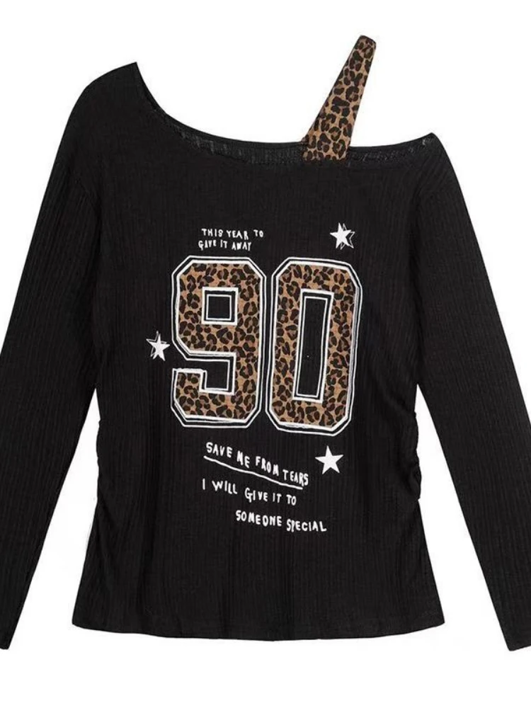 Y2K Patchwork Leopard Print T- - T-Shirts recension och pris