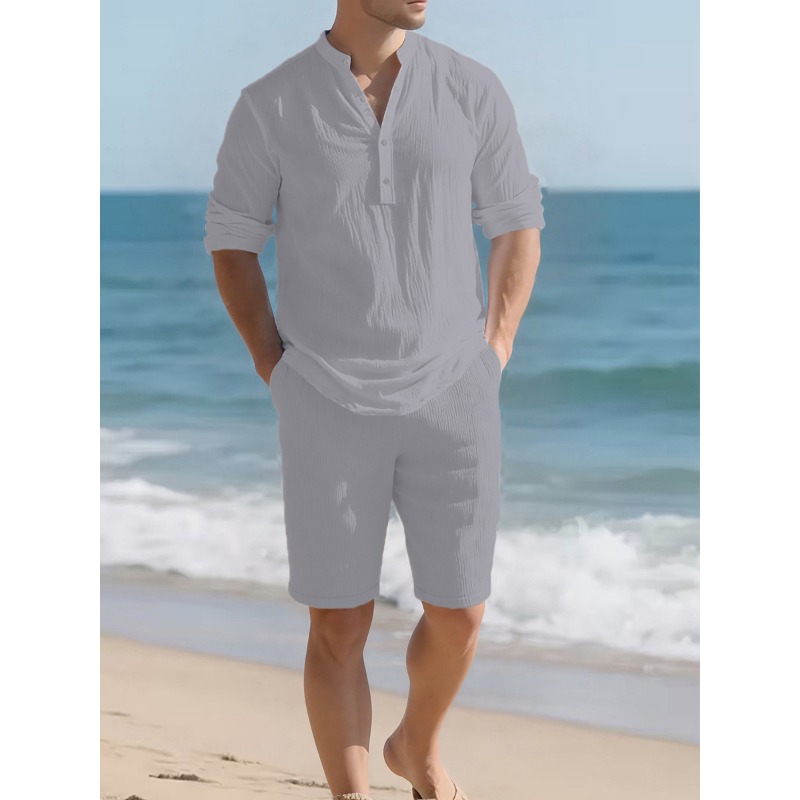 Men's White Linen Blend Two Pi - Mens Linen Shirt Long Sleeve recension och pris
