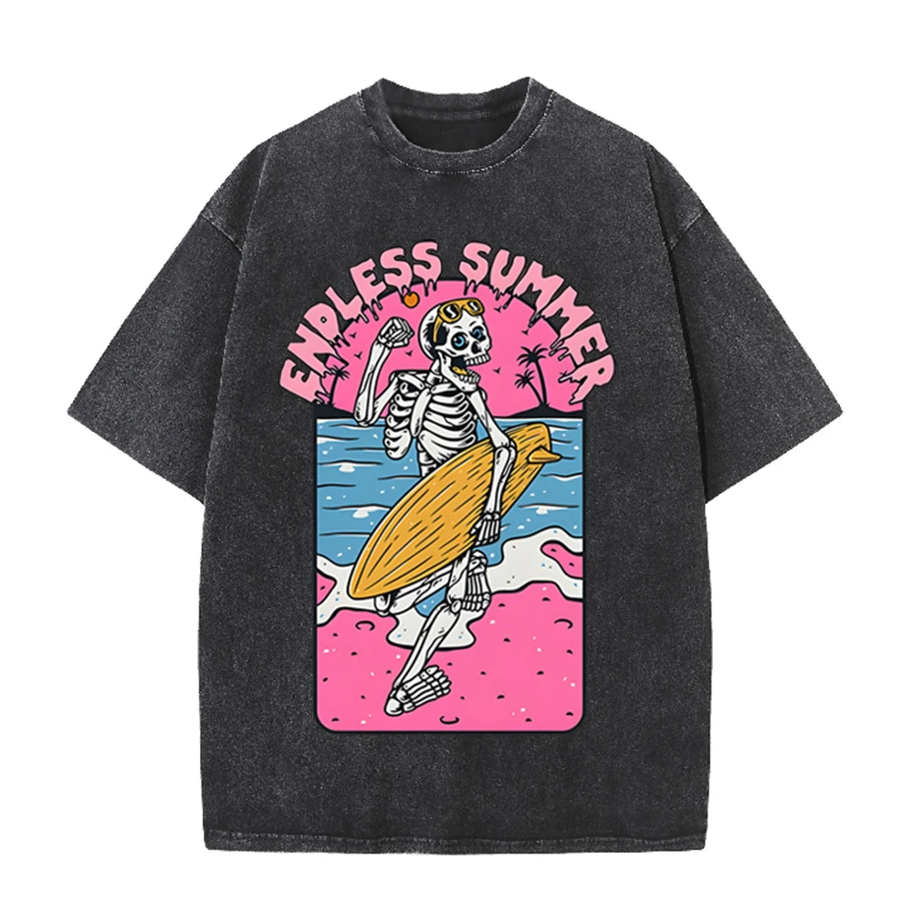 2026 Vintage Skeleton Surfer E - Acid Wash Vintage Graphic T Shirt recension och pris