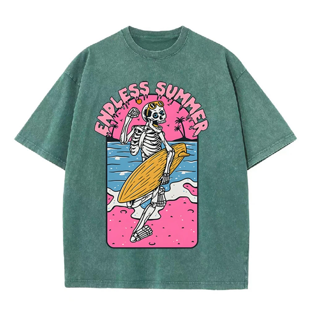 2026 Vintage Skeleton Surfer E - Acid Wash Vintage Graphic T Shirt recension och pris