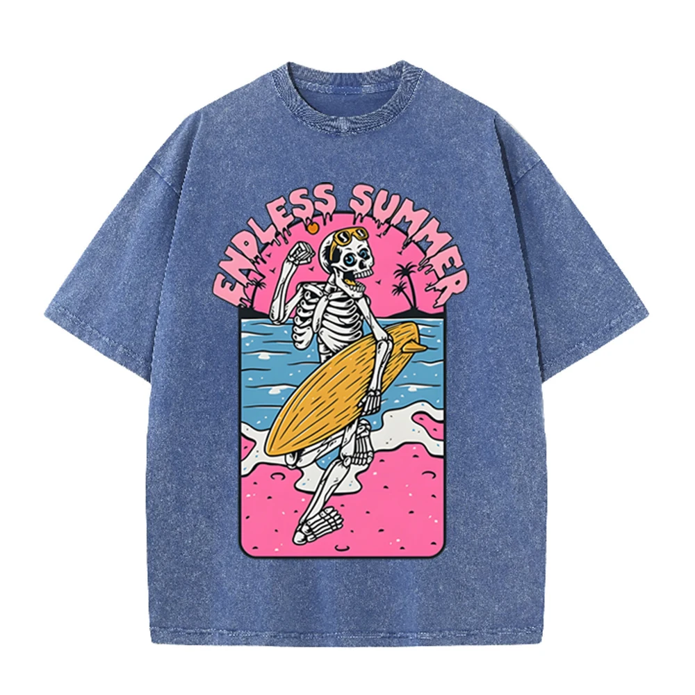 2026 Vintage Skeleton Surfer E - Acid Wash Vintage Graphic T Shirt recension och pris