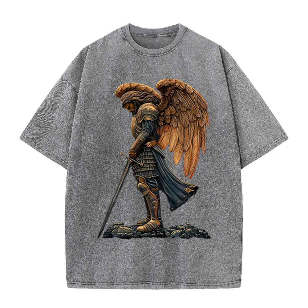 2026 Vintage Armored Angel War - Acid Wash Vintage Graphic T Shirt recension och pris