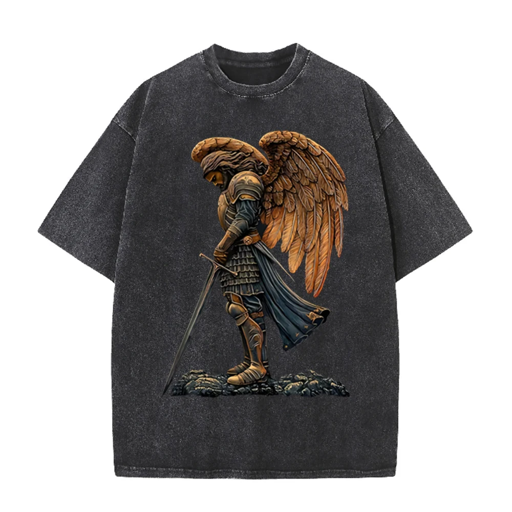 2026 Vintage Armored Angel War - Acid Wash Vintage Graphic T Shirt recension och pris