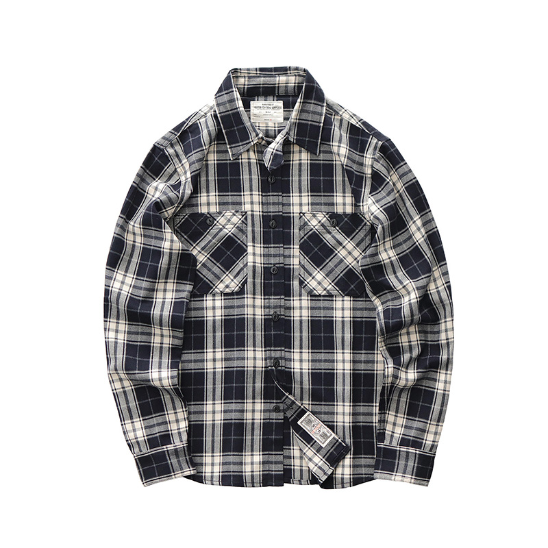 Autumn New Japanese Retro 300g - Flannel Plaid Shirt Heavy Weight recension och pris